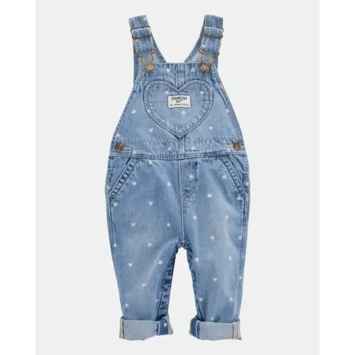 Baby Heart-Print Knit Denim Overalls - Blue - OshKosh B'gosh | Carter's