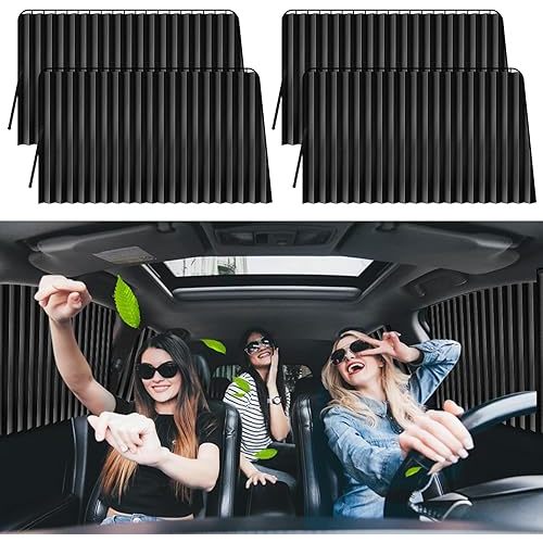 XCBYT Car Window Shades - 4 Pack Car Window Covers 99% UV Glare Protection Car Curtains Keep Cooler Magnetic Side Window Sun Shade for Eating Breastfeeding Taking a nap Clothes Changing Camping