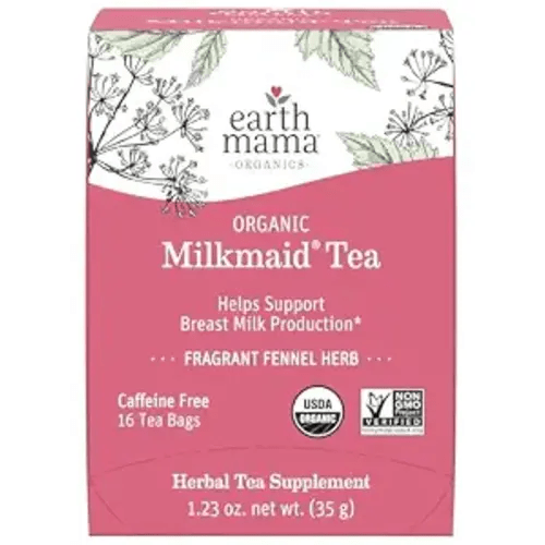Earth Mama Organic Milkmaid® Tea | Lactation Support Herbal Tea | Breastfeeding Essentials to Support Breastmilk Production | 16 Teabags | Caffeine Free & Non-GMO