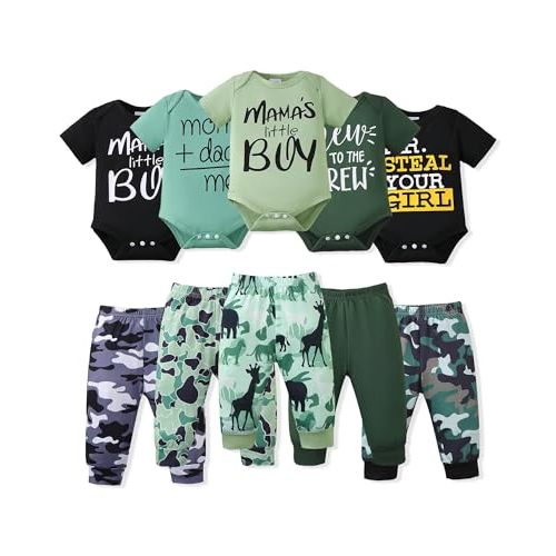 NZRVAWS Newborn Baby Boy Clothes Preemie clothes boys Infant Boy Outfits Romper Pants 10 Pcs Clothing Set 0 3 6 9 12 Months