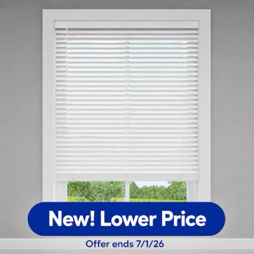 LEVOLOR Trim+Go 2-in Slat Width 35-in x 64-in Cordless White Faux Wood Room Darkening Horizontal Blinds