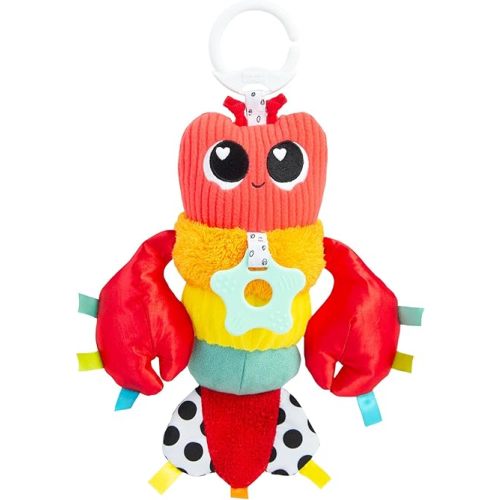 LAMAZE Liam The Lobster Clip-On Stroller and Car Seat Toy - High Contrast Baby Toys for Sensory Development – Crinkle Toys for Baby with Clip for On-The-Go Play