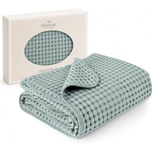 Konssy Waffle Baby Blanket for Boys & Girls, Soft Newborn Swaddle Blanket