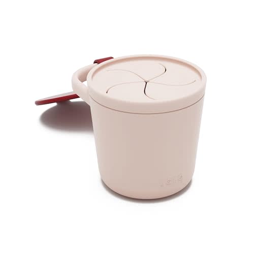 Lalo Snack Cup - Mess-Free Silicone Snack Cups for Toddlers & Babies with Detachable Lid, BPA-Free Baby Snack Containers, Fits Most Stroller & Car Seat Cup Holders, Dishwasher Safe, Berry & Cream