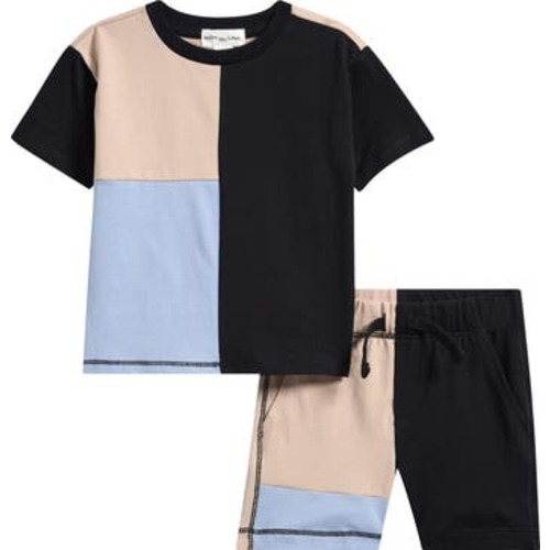 Colorblock Organic Cotton T-Shirt & Shorts Set, 12M