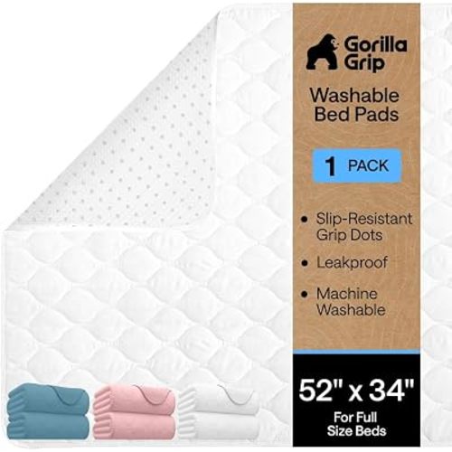 GORILLA GRIP Washable Reusable Underpads, 52x34 White