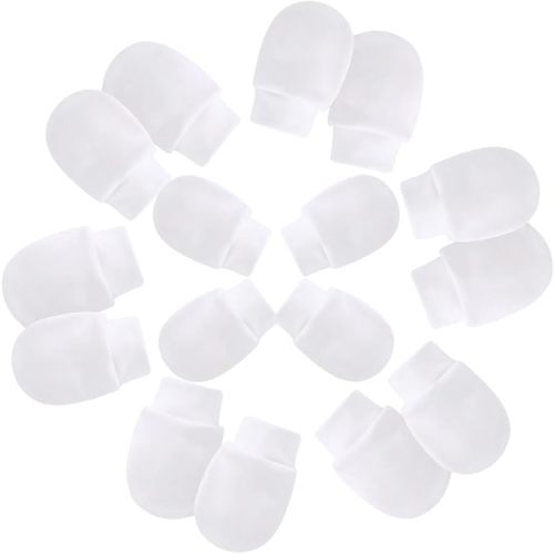 8 Pairs Newborn Baby Mittens White, 100% Cotton Unisex No Scratch Baby Mitten, Soft Breathable Mittens for 0-12 Months Baby