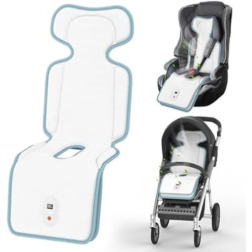 Baby Stroller Cooling Pad, Up to 10H Cooling, 10000 mAh Rechargeable Car Seat Liner with 2 Built-in Blower, 3 Speed, Baby Summer Essentials, Cooling Cushion for Toddler Outdoors, Blue
