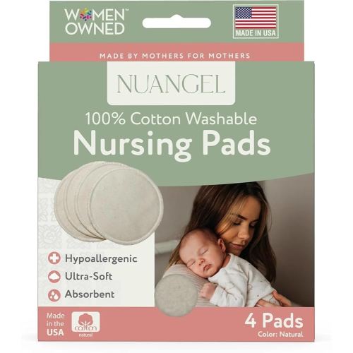 Natural Cotton Washable Nursing Pad, Essential for Newborn Care, Perfect Breast Pads for Leaking Milk, Nipple Pads for Nursing Newborns, Must-Have for Breastfeeding Moms (4 Pads per Package)