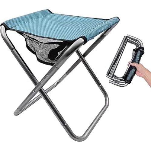 Portable Folding Stool, Camping Stool Mini Size Mortable Stool (Large-Blue)