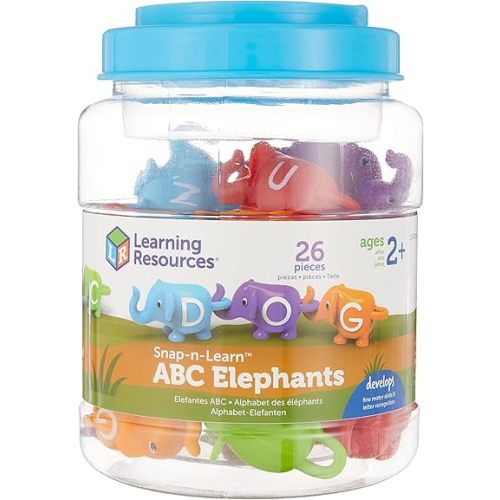 Learning Resources Snap-n-Learn ABC Elephants - Educational Alphabet Elephant Toy, Fine Motor Skills, Counting and Sorting, Toddler Montessori Toys, Gifts for Boys and Girls, Ages 2+