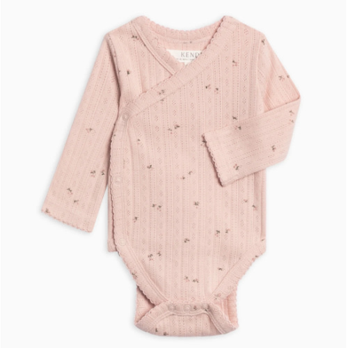 Hilda Brushed Back Pointelle Long Sleeve Kimono Bodysuit