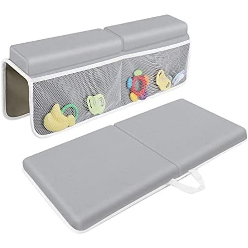JJGoo Bath Kneeler with Elbow Rest Pad Set, 1.5 inch Kneeling Pad Mat for Bathtub - Gray
