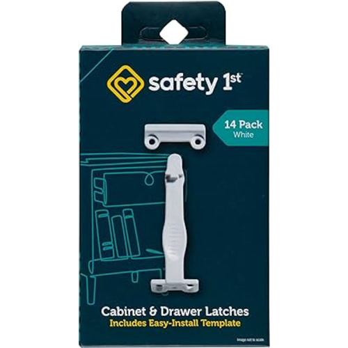 Safety 1st Cabinet & Drawer Latch 14 Pack, Babyproofing Locks for Toddlers, Easy Install, Child Safety, Hidden Design, Secure Cabinets & Drawers