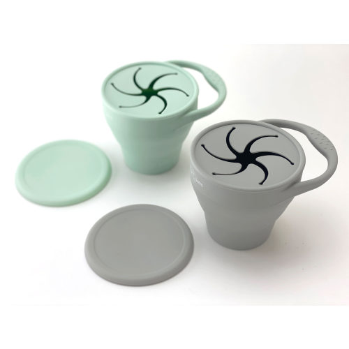 Collapsable Silicone Snack Cups – Sage & Sand - otterlove by Platinum Pure | Premium Platinum Silicone Products for Babies & Toddlers