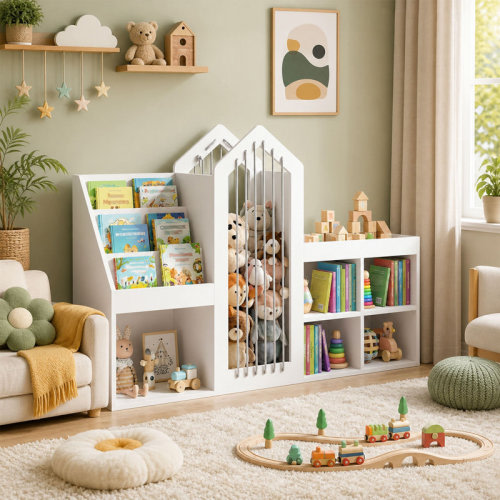 Ebern Designs Toy Storage Organizer, 3-tier Kids Bookcases, Baby-Proof Bookshelf for Nursery & Playroom, Toy Cabinet With Stuffed Animal Storage, Elastic Cords, 5 open storage cubbies and kids bookshelf | Wayfair