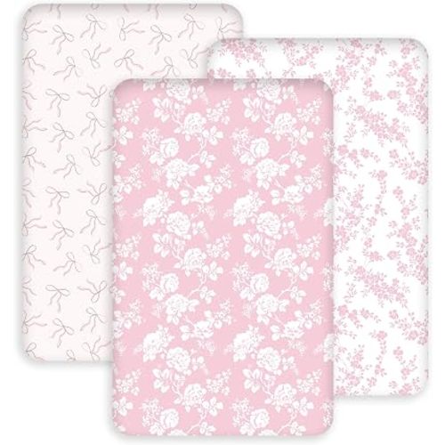 3 Pack Bedside Bassinet Sheets Girl & Boy 33" x 20" Rectangle