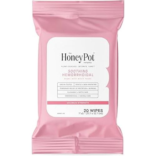 The Honey Pot Company - Soothing Witch Hazel Feminine & Hemorrhoid Wipes - Postpartum Essentials - Pregnancy Must Haves - Ph Balanced - Flushable Hemorrhoid Treatment - Fill Post Partum Kit - 20ct