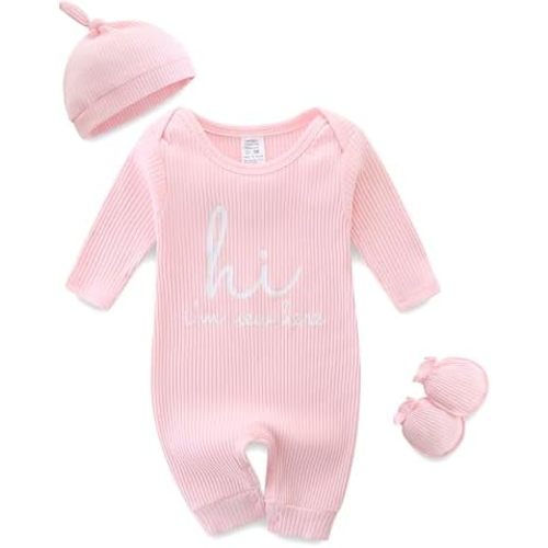 Newborn Baby Girl Clothes Boy Onesies Ribbed Romper Coming Home Outfits Letter Print 0~3Months Bodysuit