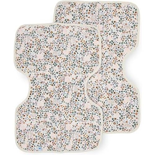 Little Unicorn Ultra-Absorbent Premium Burp Cloth 2 Pack | Soft on Baby's Skin | Larger Size | Ergonomic Design | Set of 2 (Pressed Petals)