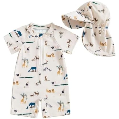 Hnyenmcko Infant Baby Boy Girls Rash Guard Swimsuit Short Sleeve Zipper Bathing Suit Toddler One Piece Swimwear Sunsuit