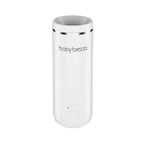 Baby Brezza Portable Warmer – 3X Faster Baby Bottle Warming - Travel Breastmilk and Formula Warmer - Safe, Even Heating - Up to 9oz - No Adapters, White