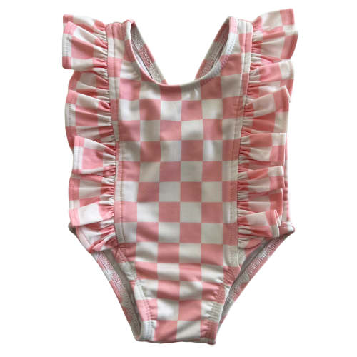 Strawberry Shortcake Checkerboard / Monaco Swimsuit / UPF 50+