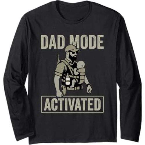 Dad Mode Activated Tactical Baby Carrier Military Father Long Sleeve T-Shirt