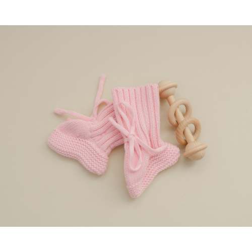 Baby Booties - Knit, Petal Pink | Organic Cotton – Sweet June