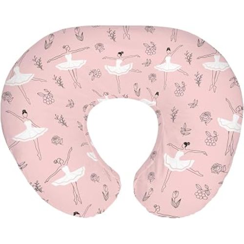 Pink Dancer Ballet Girls Baby Nursing Pillow Covers Ballets Dancing Sport Nursery Feeding Pillowcase for Breastfeeding Pillows Sweet Girly Soft Stretchy Removable Cover for Newborn Infant