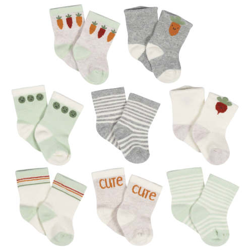 8-Pack Baby Neutral Happy Veggies Jersey Wiggle Proof® Socks – Gerber Childrenswear