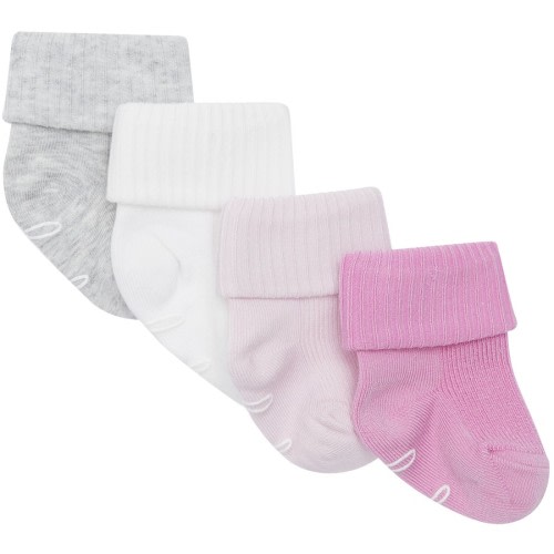 Bonds Baby Bamboo Cuff Socks 4 Pack - Pink & Neutral - Size 00-1