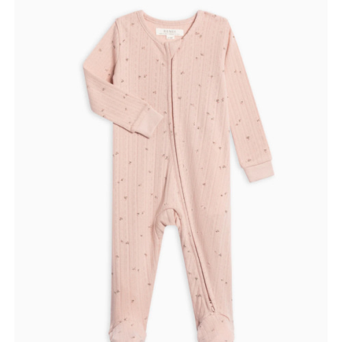 Maya Brushed Back Pointelle Footed Zipper Sleeper