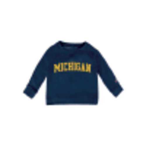 Michigan Wolverines Champion Crew Sweatshirt Baby BLUE Team Logo Long Sleeve Crew Sweatshirt - 10140179