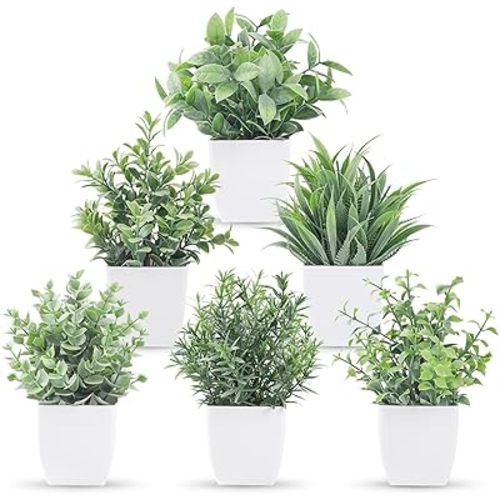 Der Rose 6 Pack Fake Plants Small Artificial Plants Faux Plants Indoor for Home Bathroom Bedroom Living Room Classroom Decor