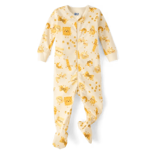 Baby And Toddler Long Sleeve Pasta Snug Fit Cotton Footed One Piece Pajamas - CREAM