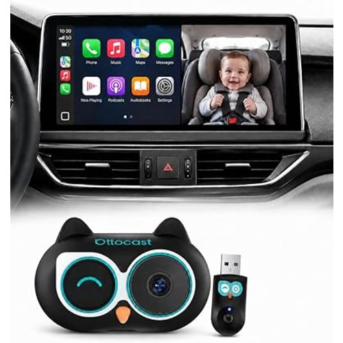 OTTOCAST Babycam 2026,Wireless CarPlay Adapter for Factory Wired CarPlay, Supports Baby Car Camera Display on Vehicle Factory Screen, Plug and Play (No Android Support)