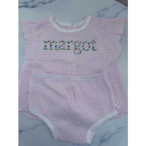 Paty flutter top with diaper cover, Monogrammed bloomer set, baby girl outfit