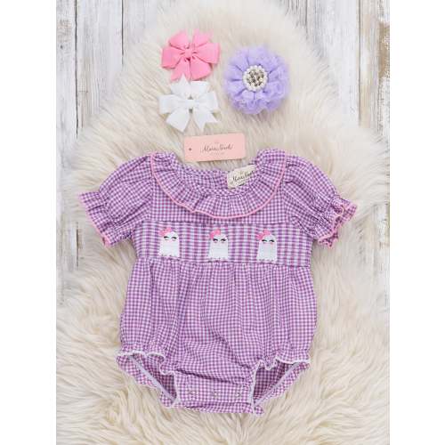Gorgeous Ghosty Smocked Gingham Bubble Romper