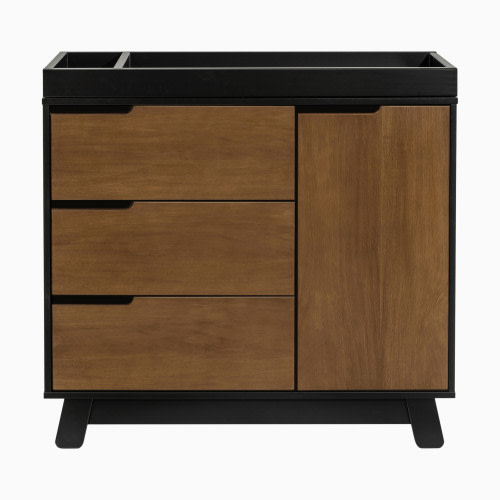 babyletto Hudson 3-Drawer Changer Dresser - Black/Natural Walnut
