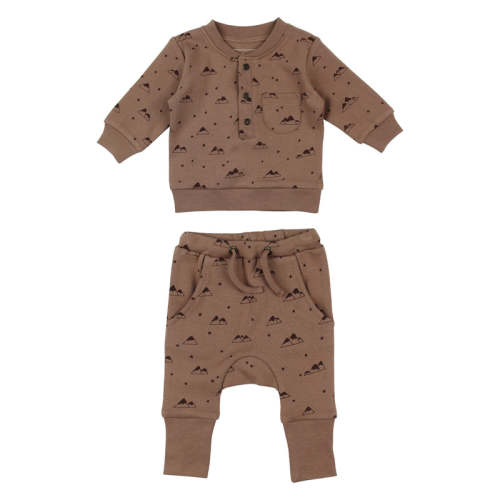 Latte Mountain | Organic Henley Sweatshirt & Jogger Set