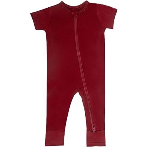 GUISBY Rayon Made from Bamboo Baby Pajamas, Summer Short Sleeve Footless Rompers, 2 Way Zipper Sleeper