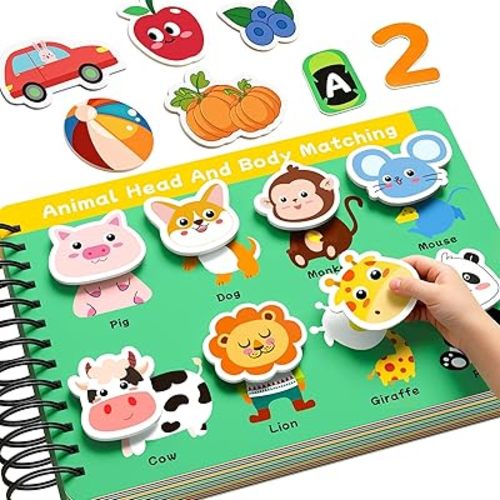 Toddler Busy Book for Toddlers 3-5, Montessori Preschool Learning Activities, Velcro Quiet Activity Book for Kids, Autism Sensory Pre-K Educational Toys, Screen-Free Birthday Gift Boys Girls(26 Pages)