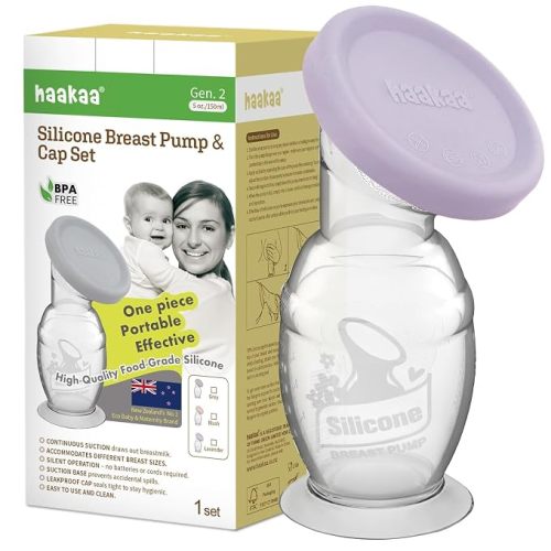 haakaa Manual Silicone Breast Pump & Silicone Cap 5oz/150ml, Gen.2