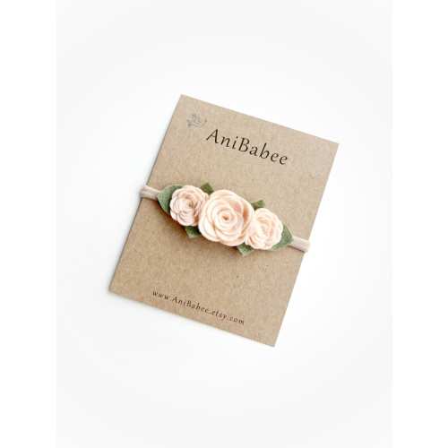 Floral Crown Headband, Cream Flower Headband, Flower Girl Hair Piece, Newborn Hairband, Baby Girl Coming Home Outfit