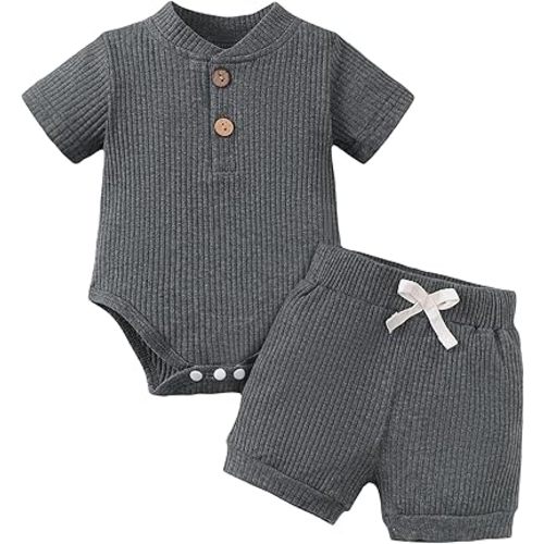 Jecson Newborn Boy Clothes Baby Boy Outfits Set Baby Boy Summer Clothes Soft Cotton Short Sleeve Top and Shorts for 0-18M