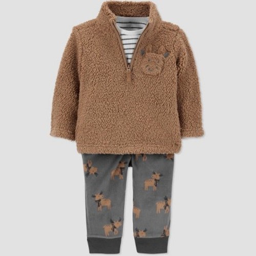 Baby Boys' Moose Sherpa Top & Bottom Set - Just One You® made by carter's Brown