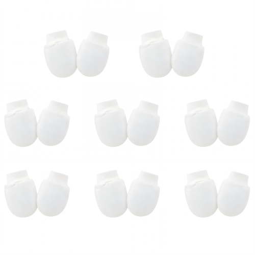TELOLY 8 Pairs Baby Mittens,Cotton Newborn Mittens No Scratch,Mittens for Newborn Baby Girls,White