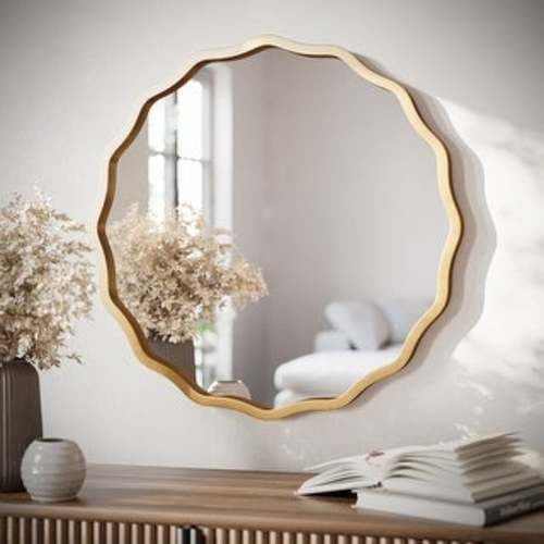 Ripples Round Metal Modern Wall Mirror - 30"H x 30"W x 1.75"D