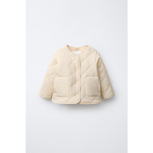 WATER REPELLENT NYLON FAUX SHEARLING JACKET - Ecru | ZARA United States